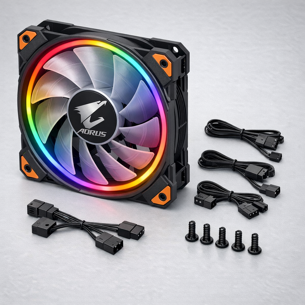 Aorous ARGB 140mm Fan — product with accessories