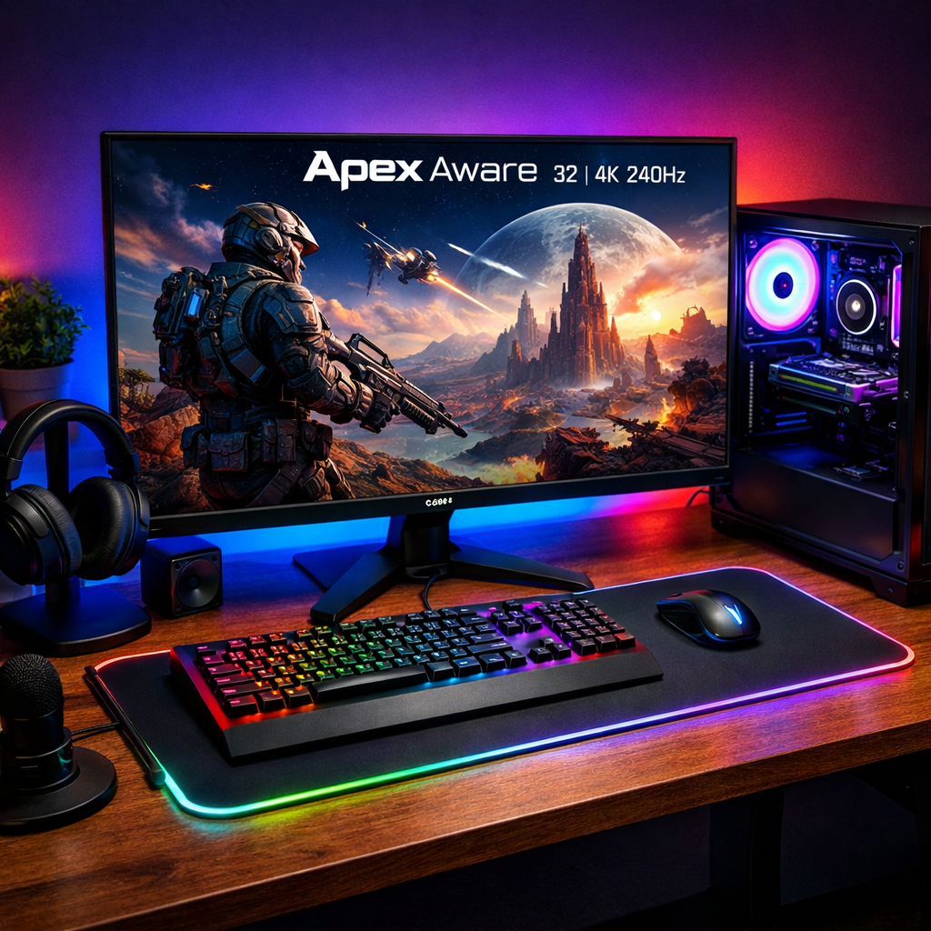 Apex Aware 32 4K 240Hz Gaming Monitor — in situ
