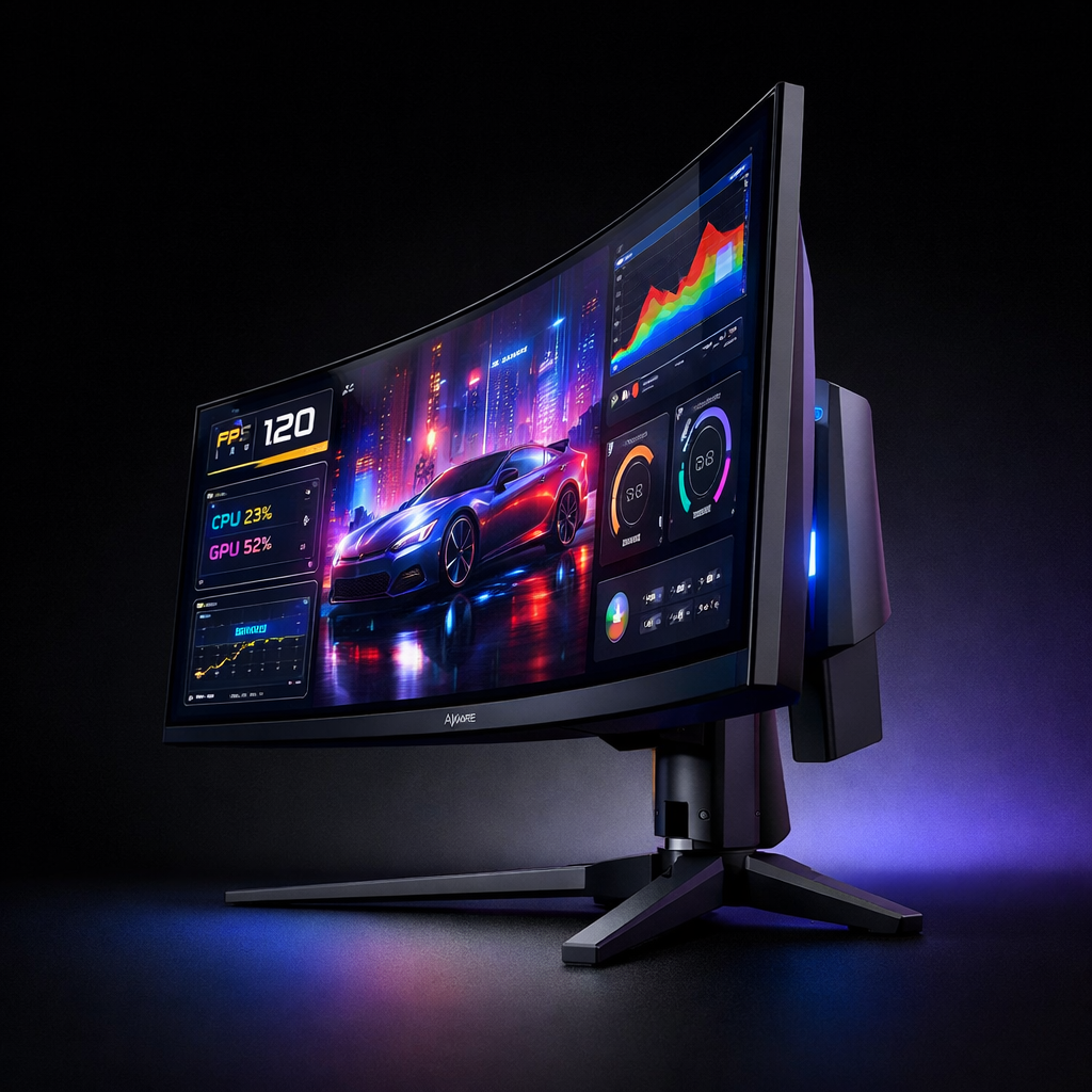 Apex Aware 34 Curved QD-OLED Gaming Monitor — angle_view