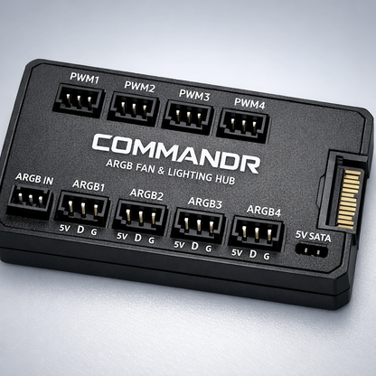 Commandr ARGB Fan and Lighting Hub — detailed close-up