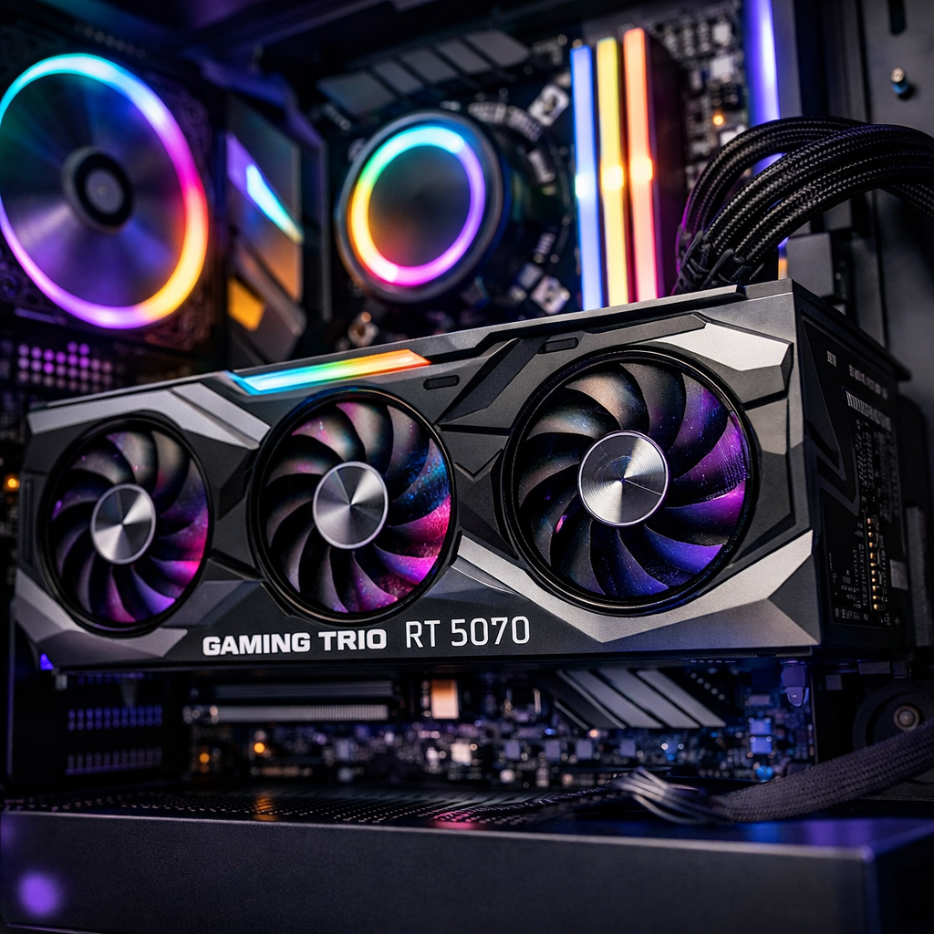 Gaming Trio RT 5070 Graphics Card — in situ lifestyle shot