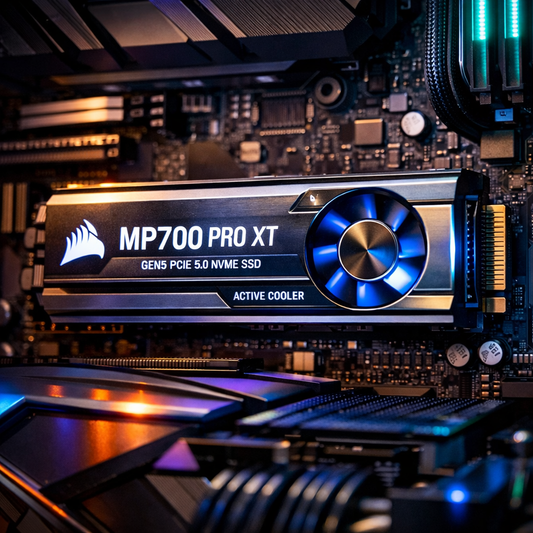 MP700 Pro XT Gen5 SSD with Active Cooler — in situ