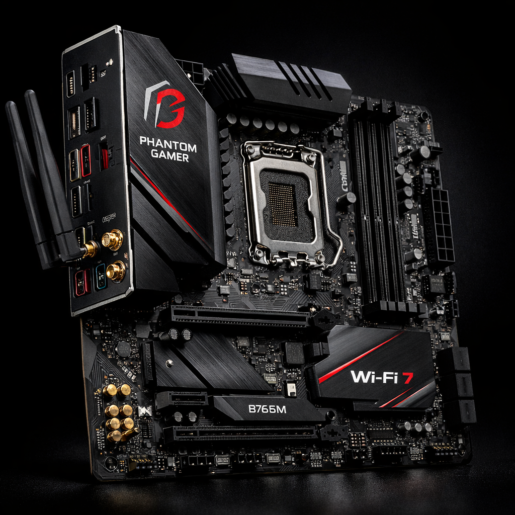 Phantom Gamer B765M — angled shot