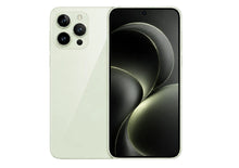 Smartphone showing front and back on a white background