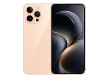 Smartphone with gold back and black front on a white background