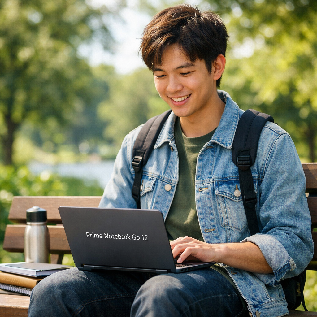 Prime Notebook Go 12 — product lifestyle with user