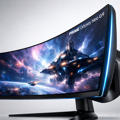 Prime Odyssey Neo G9 Ultrawide Monitor — angled product shot