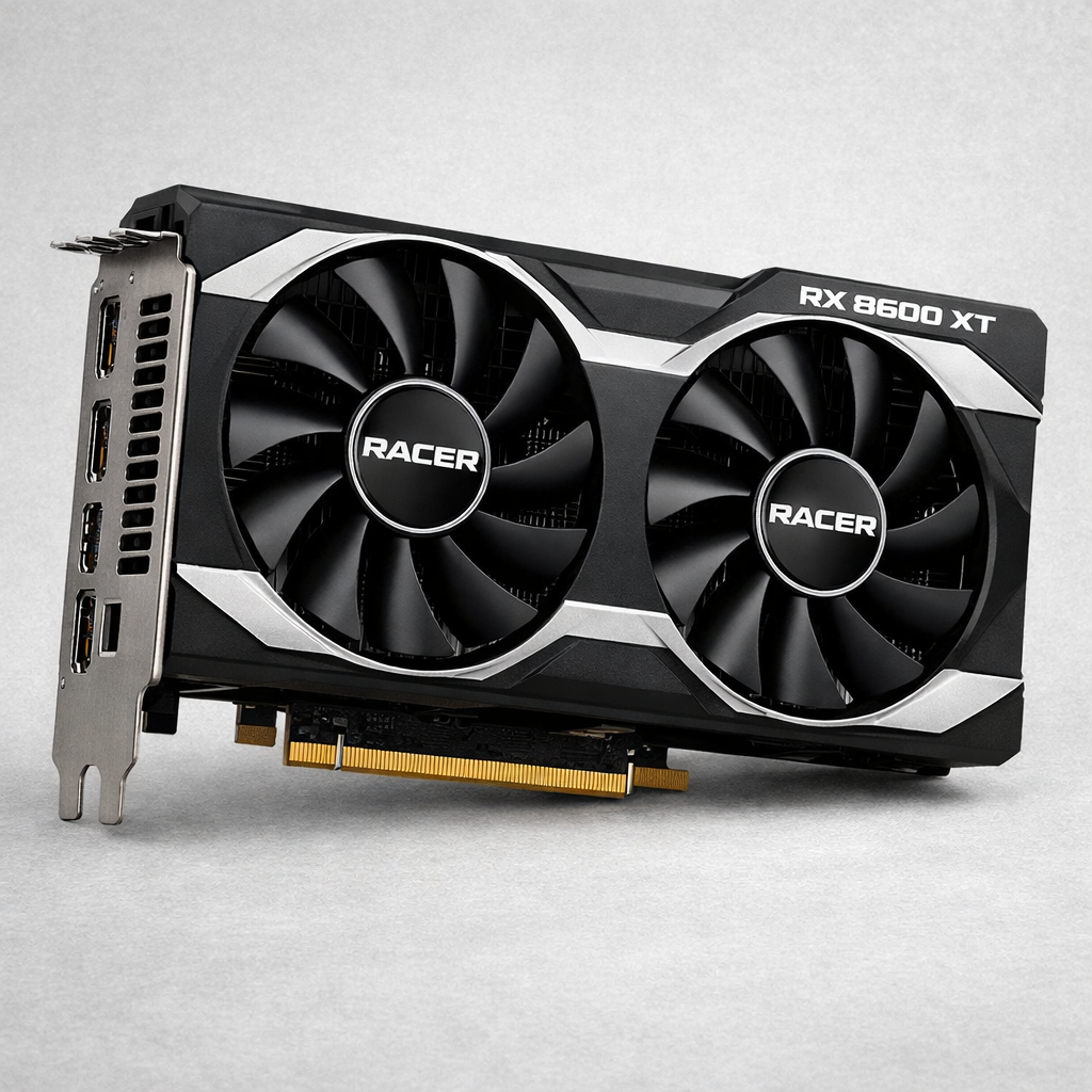 Racer RX 8600 XT Graphics Card — angled_view_image