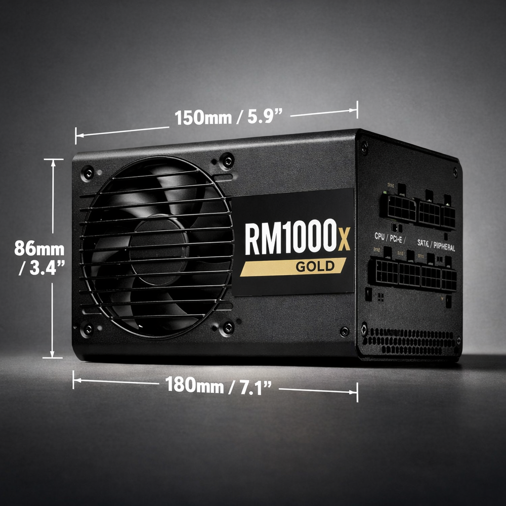 RM1000x Gold Power Supply — angle