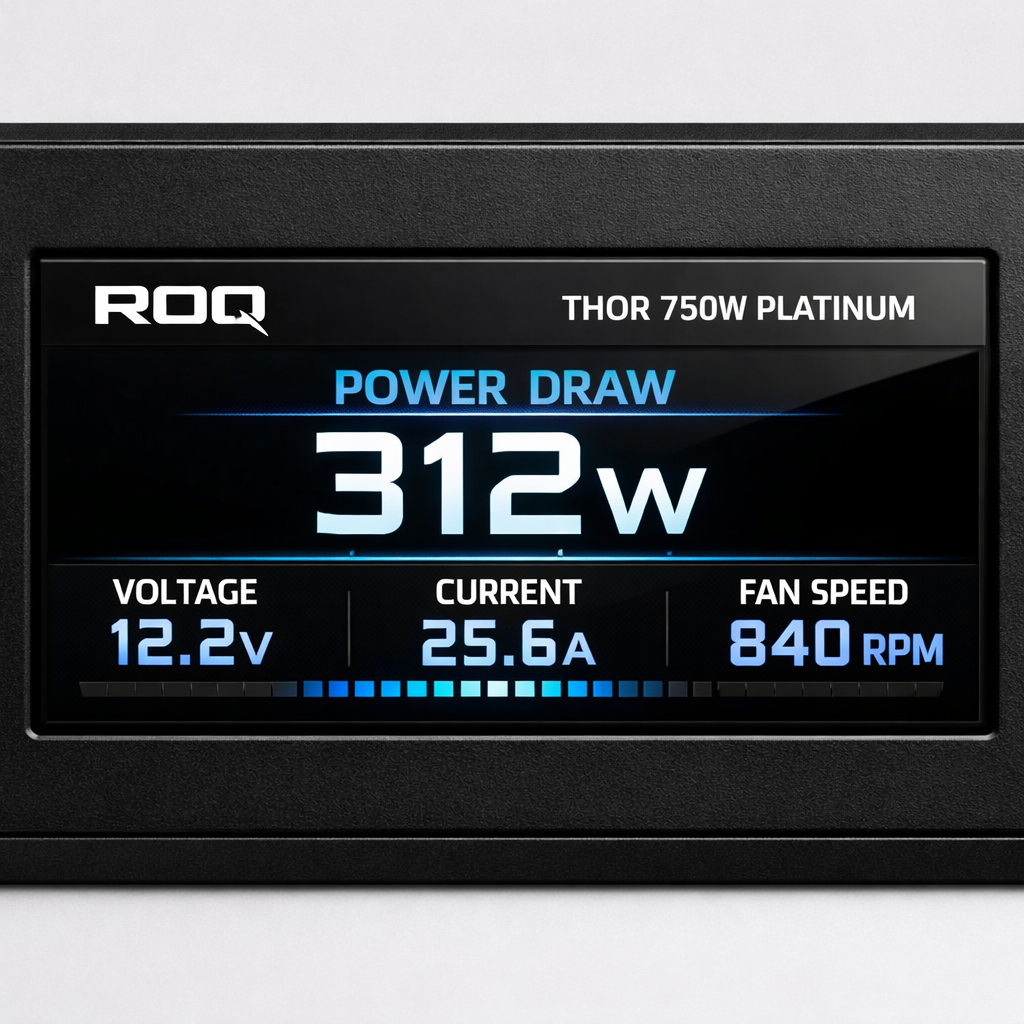 ROQ Thor 750W Platinum Power Supply — close-up detail shot