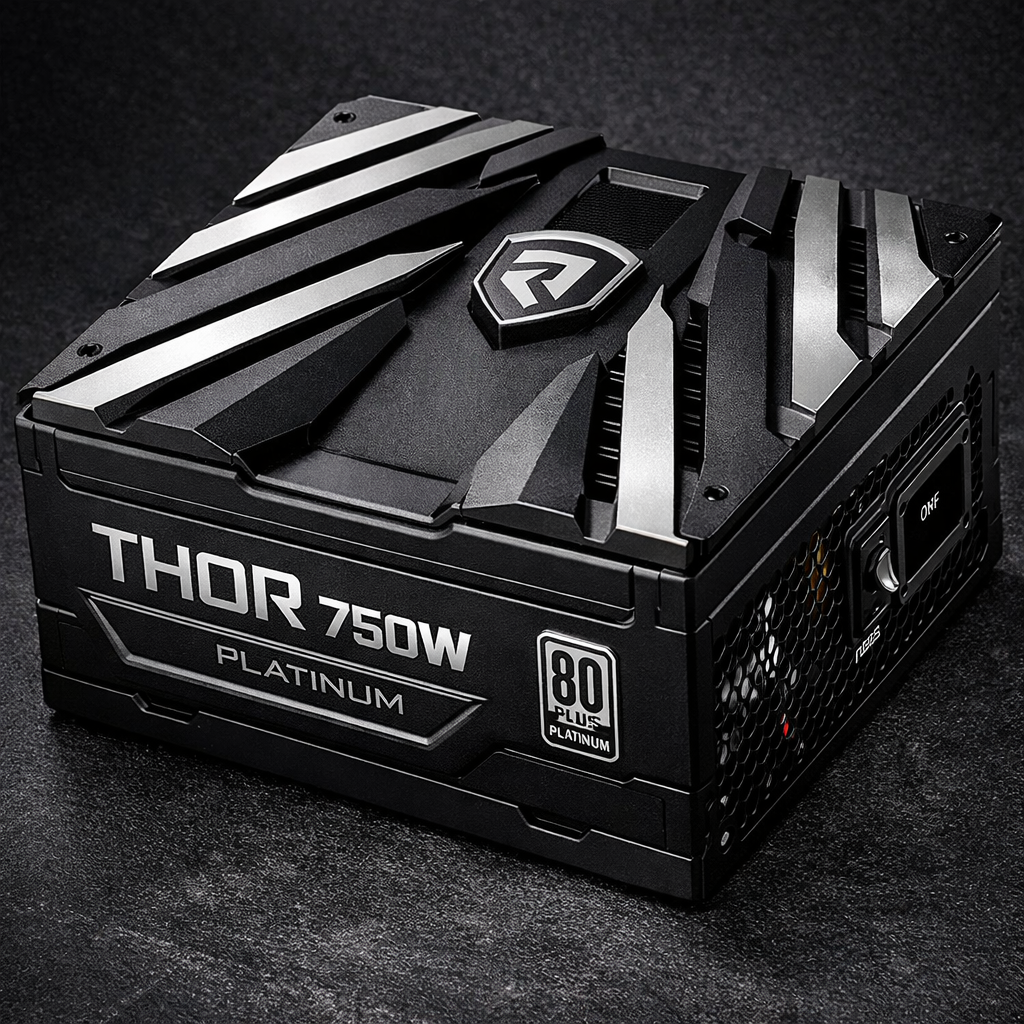 ROQ Thor 750W Platinum Power Supply — angled view shot