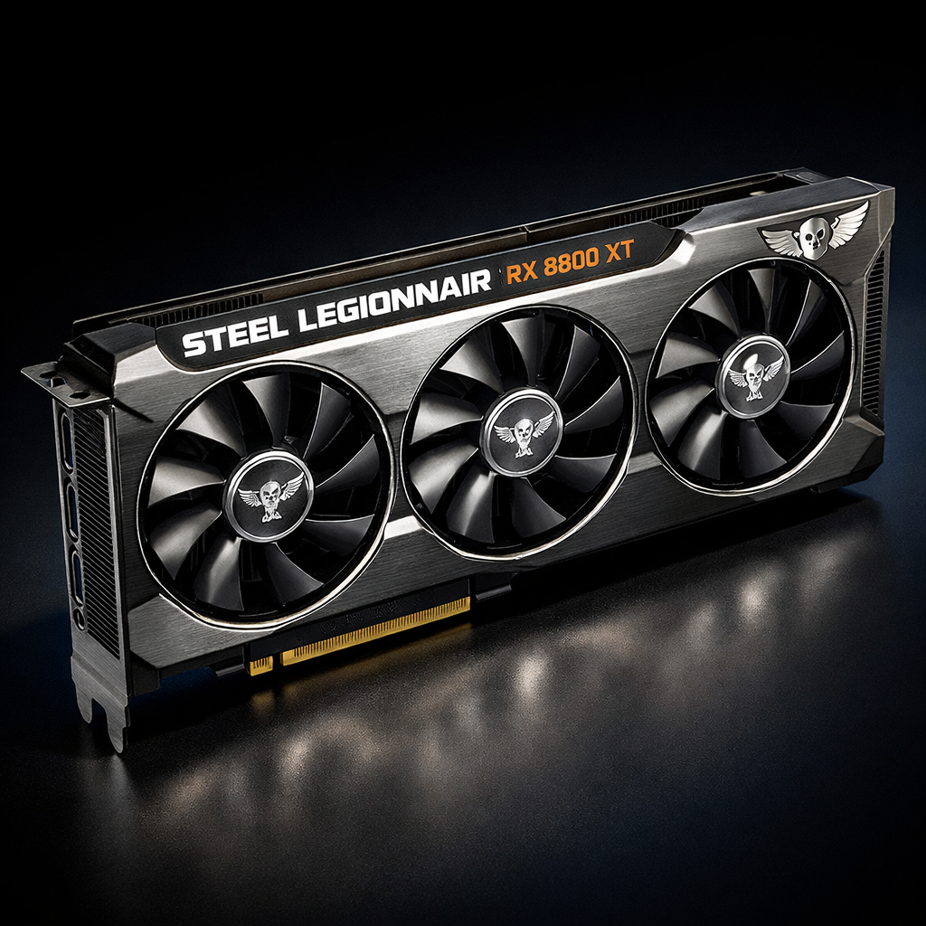 Steel Legionnaire RX 8800 XT Graphics Card — angle_image